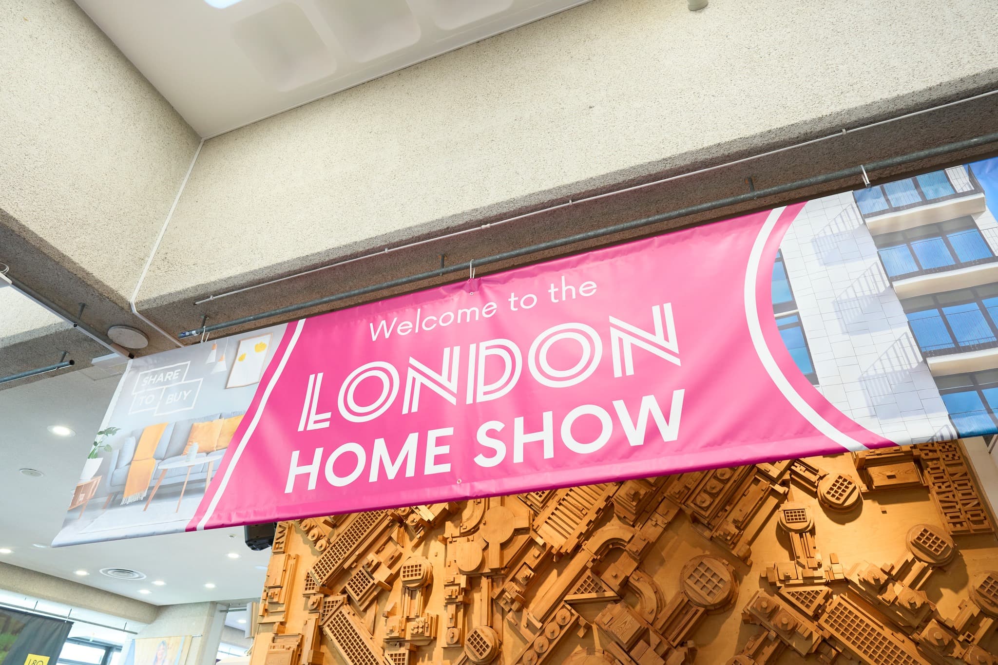 London Home Show banner, interior branded signage for event wayfinding