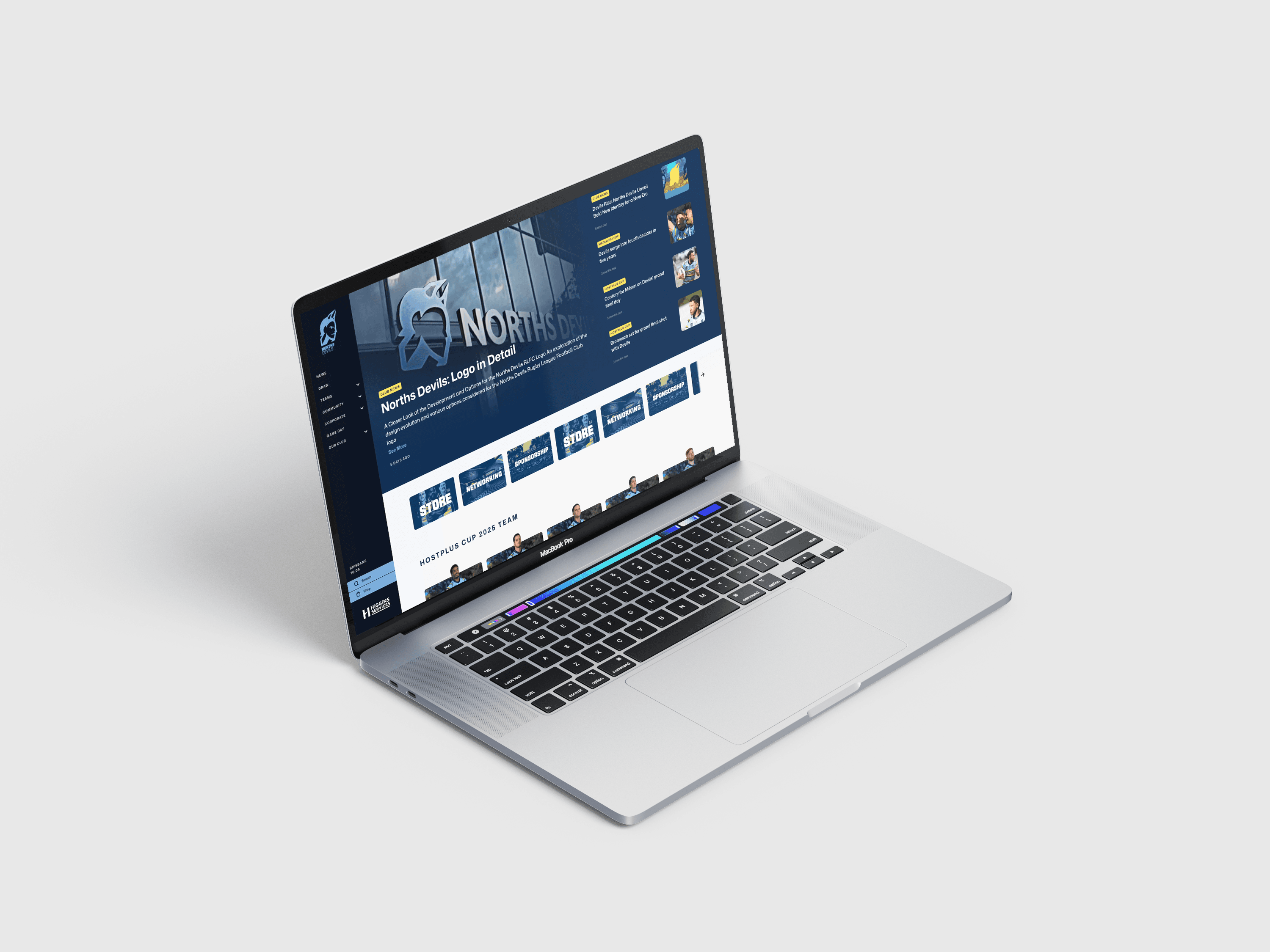 Norths Devils RLFC prototype website desktop view with full-screen hero and navigation