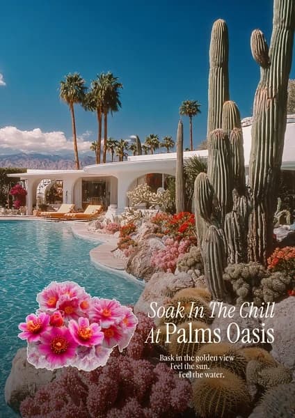Palms Motel poster print, retro travel poster style