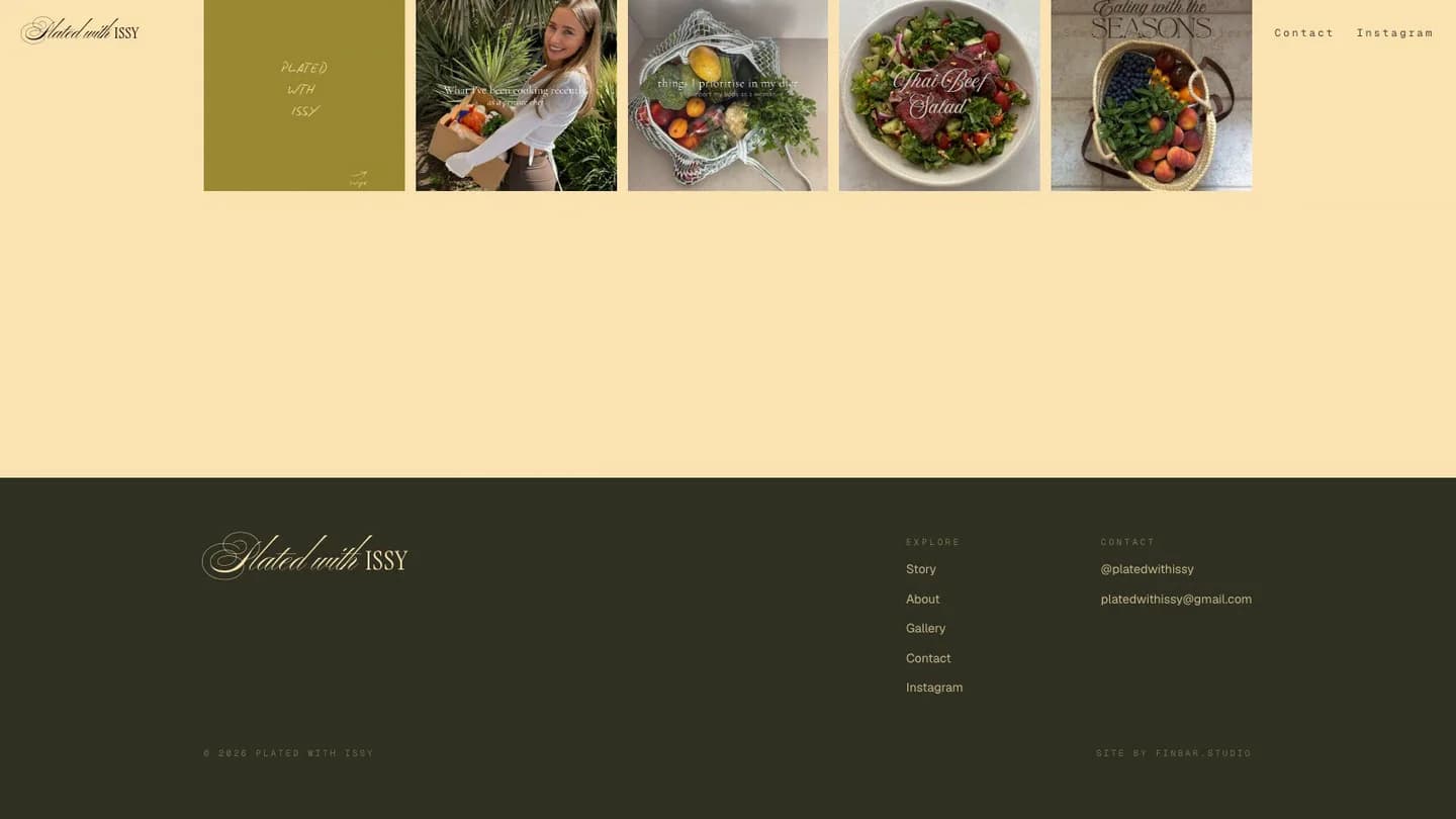 Plated with Issy gallery, polaroid carousel expanded into a photo grid of one dinner